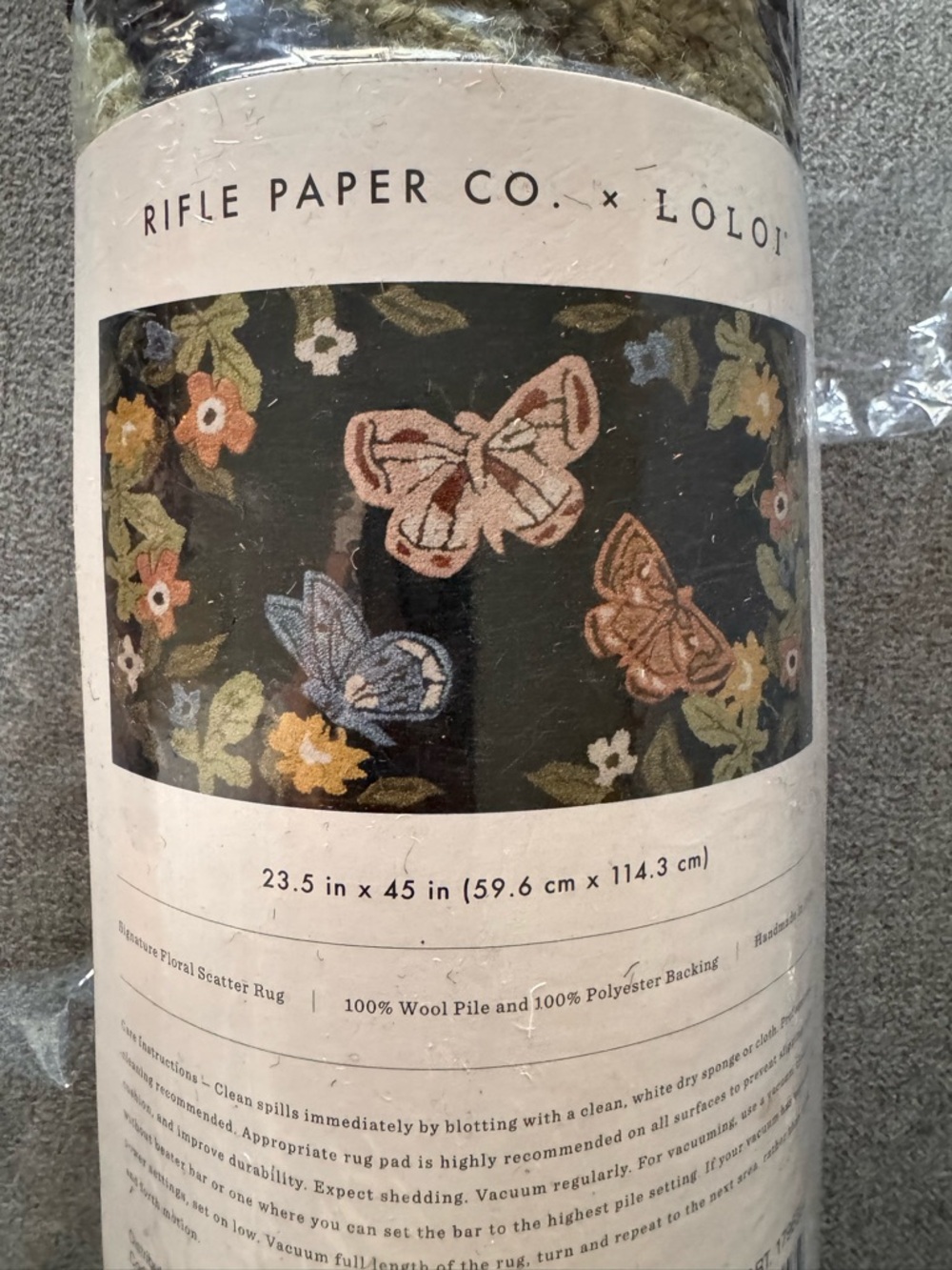 Rifle Paper Co. x Loloi Floral Butterfly Rug - Black Background